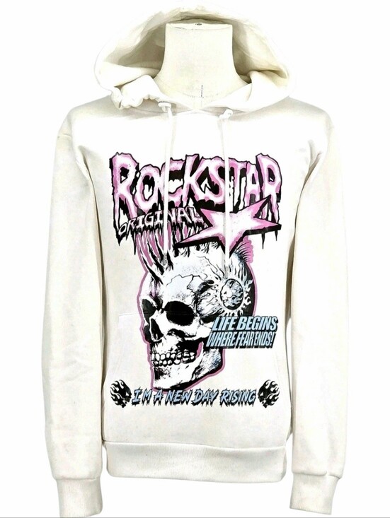Rockstar Other - Rockstar Original Skull Hoodie Men L Y2K Pink Graphic Streetwear